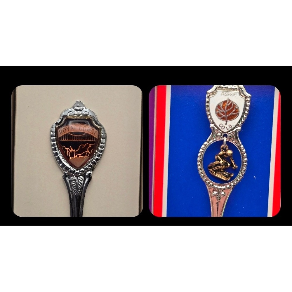 Colorado Vintage Souvenir Spoons Fort Inc & Royal Gorge Aspen Skier